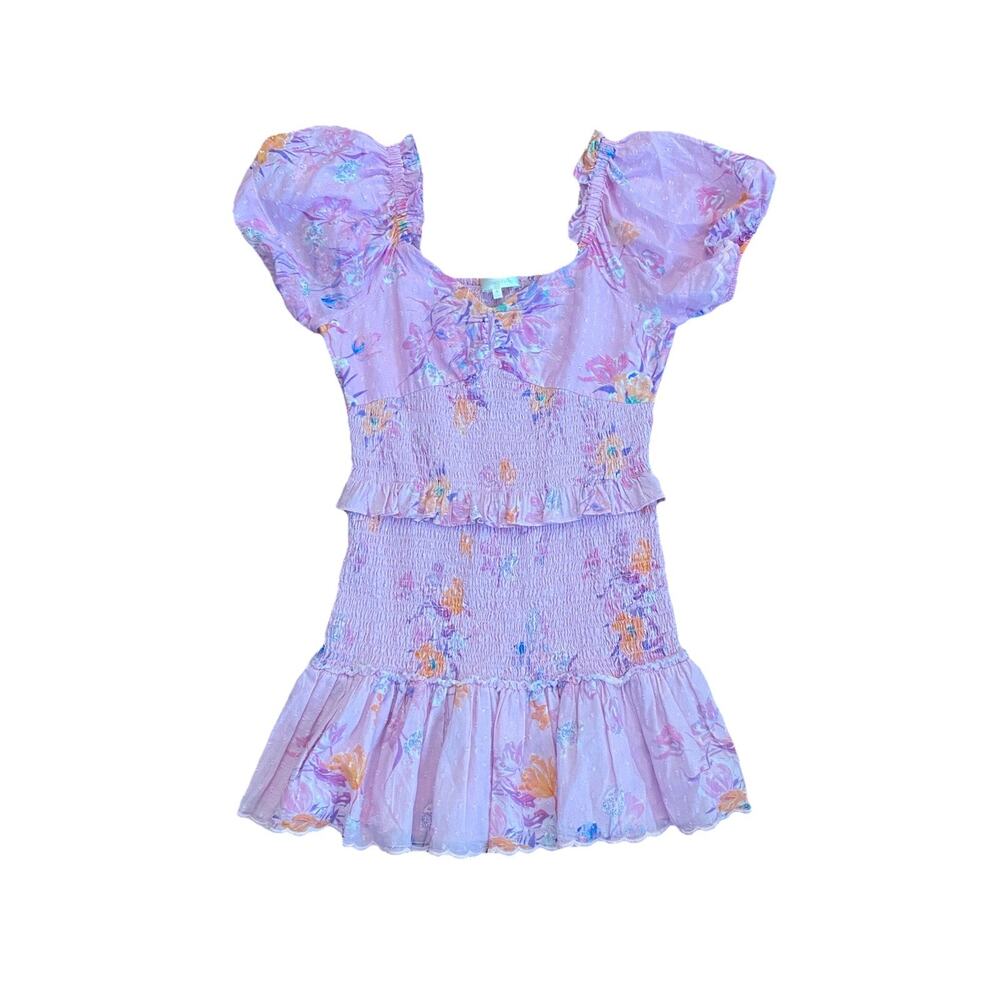 LoveShackFancy $445 Jarrah Mini Dress in Royal Pink Berry floral smocked sz Med - Picture 3 of 7